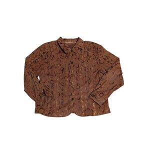 Women’s Bamboo Traders SZ L Jacket Microfiber Collar Brass Snaps Pockets